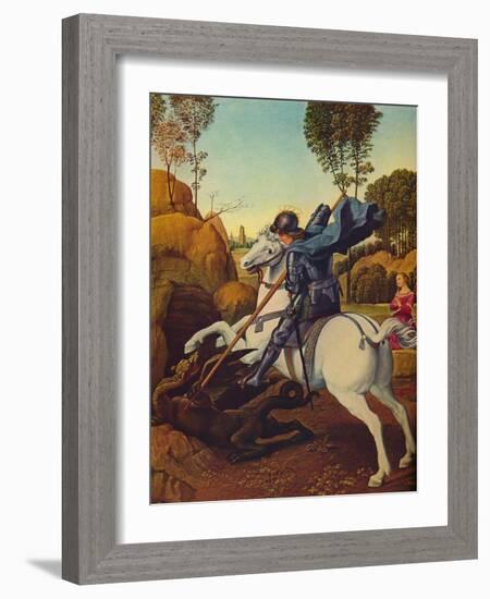 'Saint George and the Dragon', c1505-Raphael-Framed Giclee Print