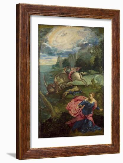 Saint George and the Dragon, Ca 1555-Jacopo Tintoretto-Framed Giclee Print
