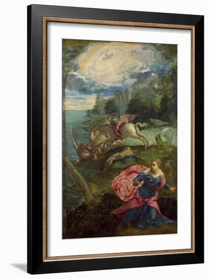 Saint George and the Dragon, Ca 1555-Jacopo Tintoretto-Framed Giclee Print