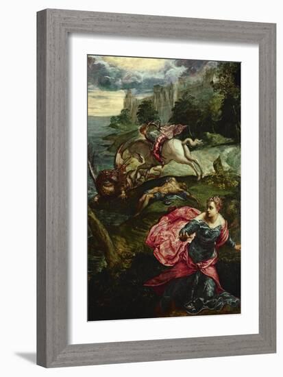 Saint George and the Dragon-Jacopo Robusti Tintoretto-Framed Giclee Print