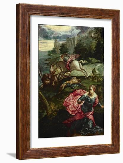 Saint George and the Dragon-Jacopo Robusti Tintoretto-Framed Giclee Print