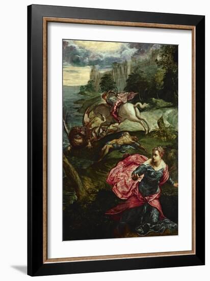 Saint George and the Dragon-Jacopo Robusti Tintoretto-Framed Giclee Print