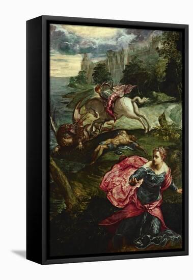Saint George and the Dragon-Jacopo Robusti Tintoretto-Framed Premier Image Canvas