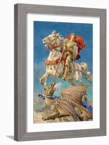 Saint George and the Dragon-Fortunino Matania-Framed Giclee Print