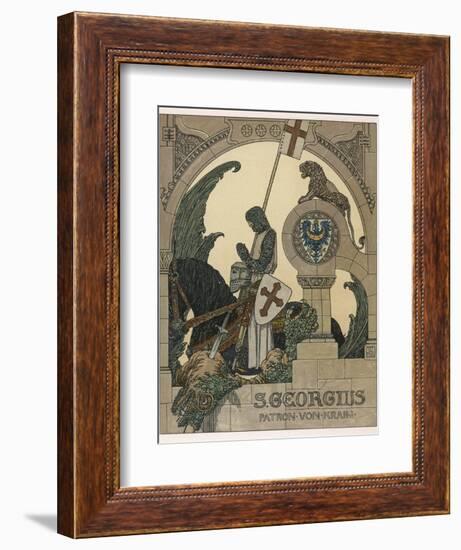 Saint George Praying after Slaying the Dragon-Heinrich Lefler-Framed Photographic Print