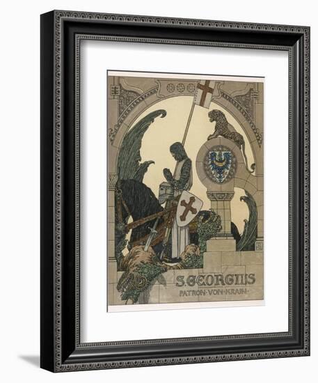 Saint George Praying after Slaying the Dragon-Heinrich Lefler-Framed Photographic Print