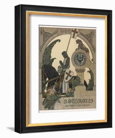 Saint George Praying after Slaying the Dragon-Heinrich Lefler-Framed Photographic Print