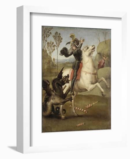 Saint Georges luttant avec le dragon-Raffaello Sanzio-Framed Giclee Print