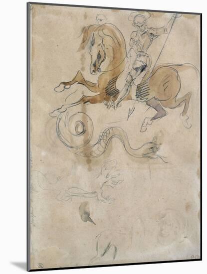 Saint Georges terrassant le Dragon; vers 1847-Eugene Delacroix-Mounted Giclee Print