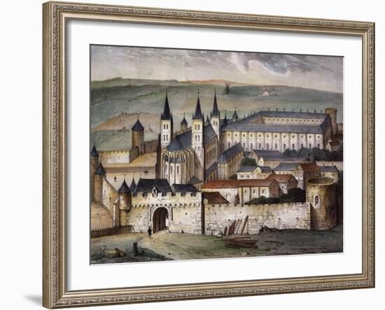 Saint-Germain-Des-Pres Abbey in Paris Lithograph-null-Framed Giclee Print