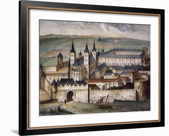 Saint-Germain-Des-Pres Abbey in Paris Lithograph-null-Framed Giclee Print
