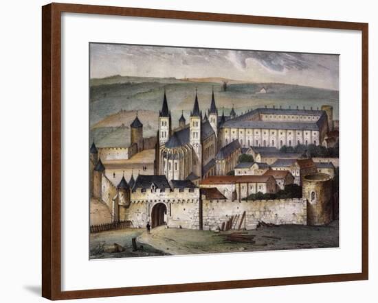 Saint-Germain-Des-Pres Abbey in Paris Lithograph-null-Framed Giclee Print