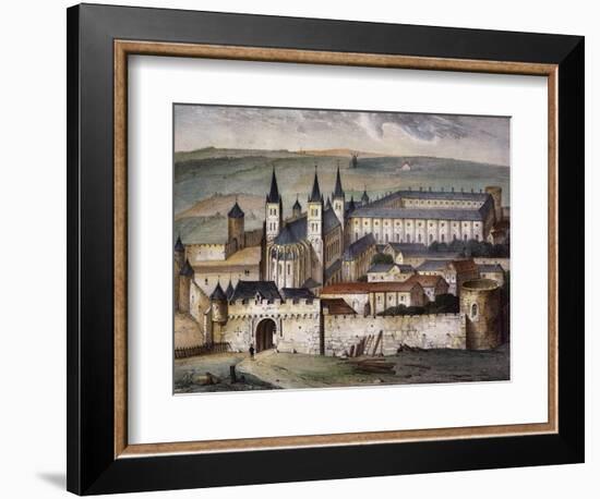 Saint-Germain-Des-Pres Abbey in Paris Lithograph-null-Framed Giclee Print