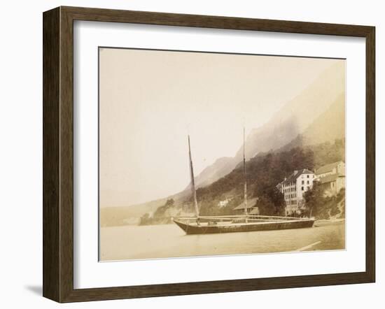 Saint-Gingolph, un navire ancré au bord du lac-Alexandre-Gustave Eiffel-Framed Giclee Print