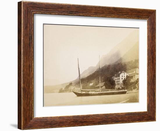 Saint-Gingolph, un navire ancré au bord du lac-Alexandre-Gustave Eiffel-Framed Giclee Print
