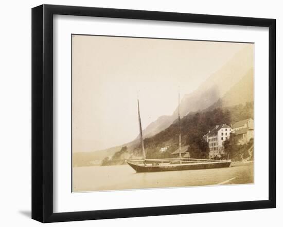 Saint-Gingolph, un navire ancré au bord du lac-Alexandre-Gustave Eiffel-Framed Giclee Print