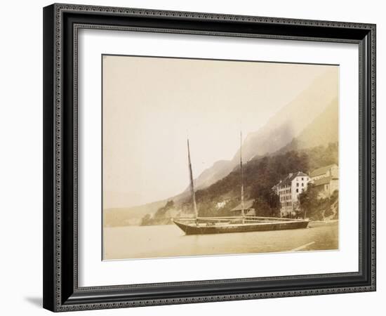 Saint-Gingolph, un navire ancré au bord du lac-Alexandre-Gustave Eiffel-Framed Giclee Print