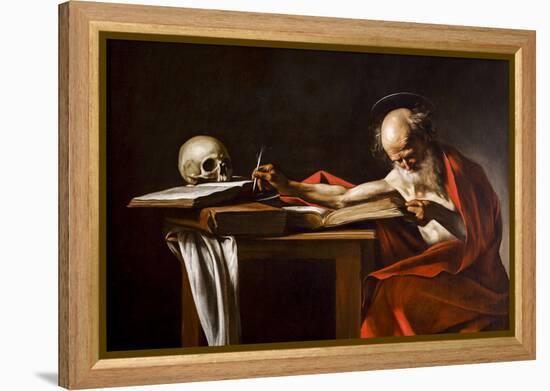 Saint Girolamo by Caravaggio-Michelangelo Merisi da Caravaggio-Framed Premier Image Canvas