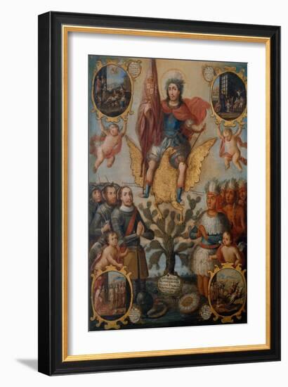 Saint Hippolytus Between Spanish and Aztec Soldiers-null-Framed Giclee Print