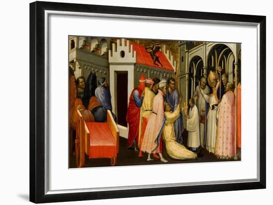 Saint Hugh of Lincoln Exorcises a Man Possessed by the Devil, 1404-1407-Gherardo Starnina-Framed Giclee Print