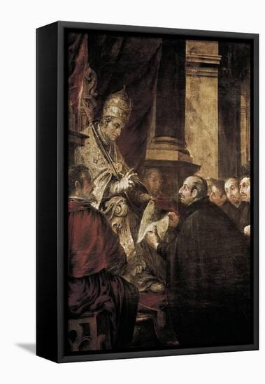 Saint Ignatius of Loyola Receiving Papal Bull from Pope Paul III-Juan de Valdes Leal-Framed Stretched Canvas