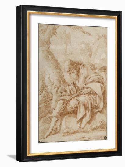 Saint Jean à Patmos-Laurent de La Hyre-Framed Giclee Print