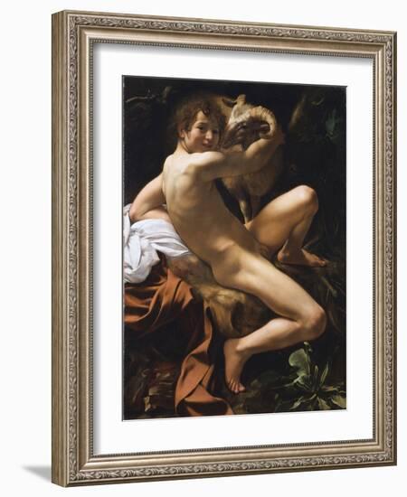 Saint Jean Baptiste. Peinture Baroque De Michelangelo Merisi Detto Il Caravaggio (Le Caravage), 17E-Michelangelo Merisi da Caravaggio-Framed Giclee Print