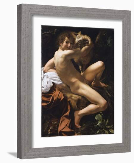 Saint Jean Baptiste. Peinture Baroque De Michelangelo Merisi Detto Il Caravaggio (Le Caravage), 17E-Michelangelo Merisi da Caravaggio-Framed Giclee Print