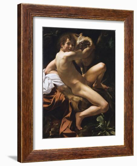 Saint Jean Baptiste. Peinture Baroque De Michelangelo Merisi Detto Il Caravaggio (Le Caravage), 17E-Michelangelo Merisi da Caravaggio-Framed Giclee Print