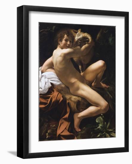 Saint Jean Baptiste. Peinture Baroque De Michelangelo Merisi Detto Il Caravaggio (Le Caravage), 17E-Michelangelo Merisi da Caravaggio-Framed Giclee Print