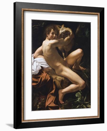 Saint Jean Baptiste. Peinture Baroque De Michelangelo Merisi Detto Il Caravaggio (Le Caravage), 17E-Michelangelo Merisi da Caravaggio-Framed Giclee Print