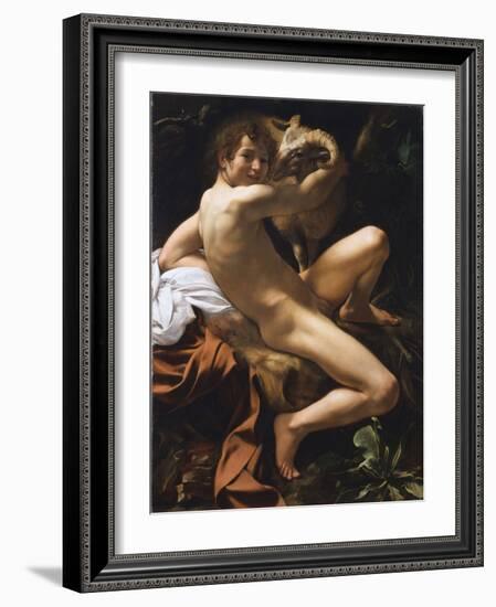 Saint Jean Baptiste. Peinture Baroque De Michelangelo Merisi Detto Il Caravaggio (Le Caravage), 17E-Michelangelo Merisi da Caravaggio-Framed Giclee Print