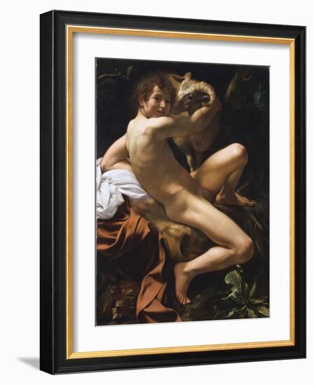 Saint Jean Baptiste. Peinture Baroque De Michelangelo Merisi Detto Il Caravaggio (Le Caravage), 17E-Michelangelo Merisi da Caravaggio-Framed Giclee Print