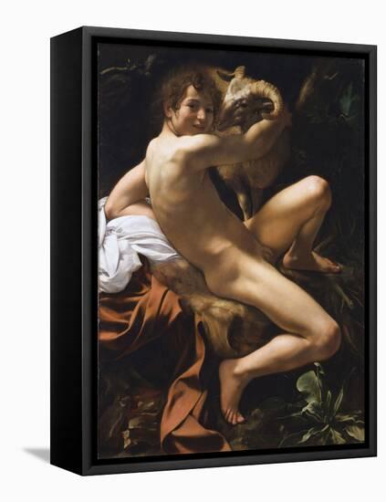 Saint Jean Baptiste. Peinture Baroque De Michelangelo Merisi Detto Il Caravaggio (Le Caravage), 17E-Michelangelo Merisi da Caravaggio-Framed Premier Image Canvas