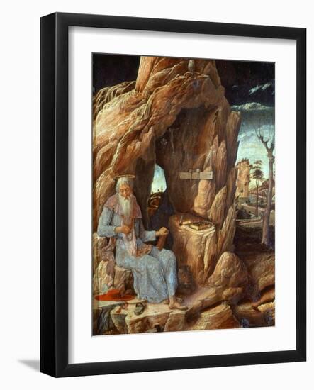 Saint Jerome, 341-420 AD, as Hermit in a Cave-Andrea Mantegna-Framed Giclee Print