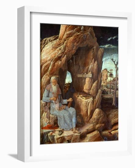 Saint Jerome, 341-420 AD, as Hermit in a Cave-Andrea Mantegna-Framed Giclee Print