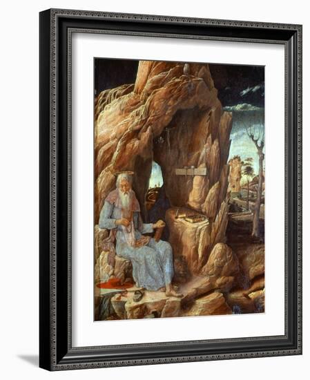 Saint Jerome, 341-420 AD, as Hermit in a Cave-Andrea Mantegna-Framed Giclee Print