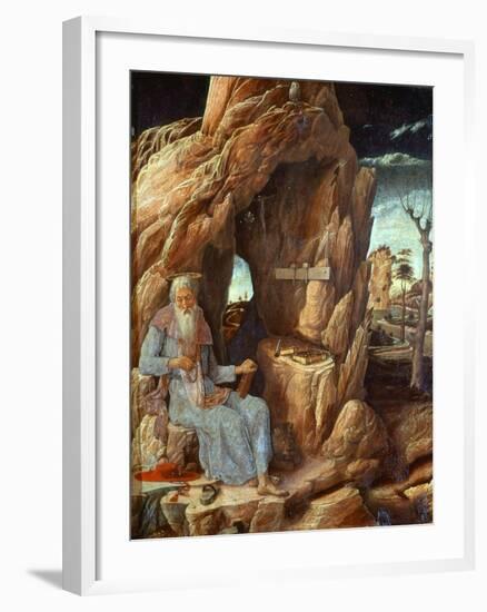 Saint Jerome, 341-420 AD, as Hermit in a Cave-Andrea Mantegna-Framed Giclee Print