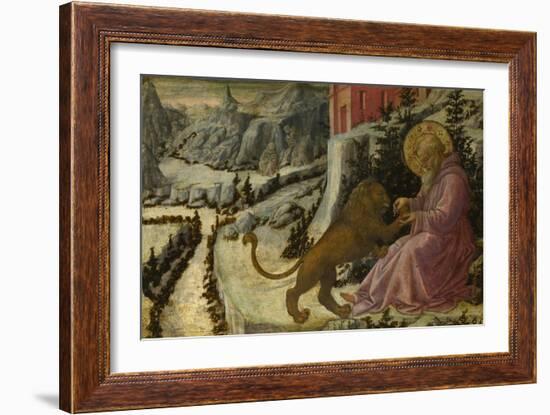 Saint Jerome and the Lion (Predella Panel of the Pistoia Santa Trinità Altarpiec), 1455-1460-Fra Filippo Lippi-Framed Giclee Print