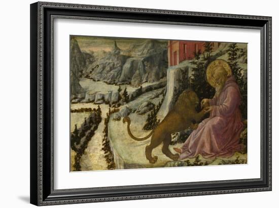 Saint Jerome and the Lion (Predella Panel of the Pistoia Santa Trinità Altarpiec), 1455-1460-Fra Filippo Lippi-Framed Giclee Print