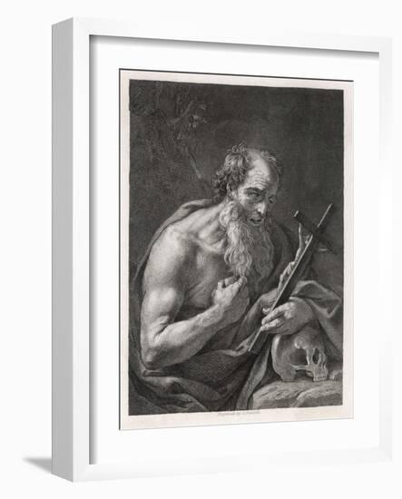 Saint Jerome Contemplates the Image of Jesus on the Cross-Henry Fuseli-Framed Art Print