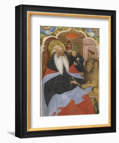 Saint Jerome Extracting a Thorn from a Lion's Paw Ms 106, 1425-50-The Master of the Murano Gradual-Framed Giclee Print