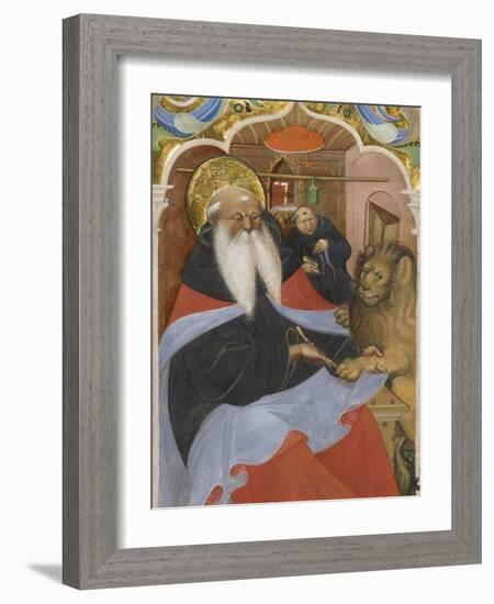 Saint Jerome Extracting a Thorn from a Lion's Paw Ms 106, 1425-50-The Master of the Murano Gradual-Framed Giclee Print