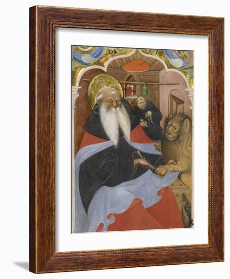 Saint Jerome Extracting a Thorn from a Lion's Paw Ms 106, 1425-50-The Master of the Murano Gradual-Framed Giclee Print