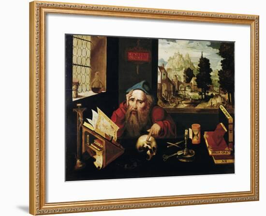 Saint Jerome in His Cell, 1520S-Joos Van Cleve-Framed Giclee Print