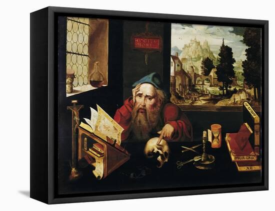 Saint Jerome in His Cell, 1520S-Joos Van Cleve-Framed Premier Image Canvas