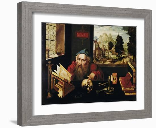 Saint Jerome in His Cell, 1520S-Joos Van Cleve-Framed Giclee Print