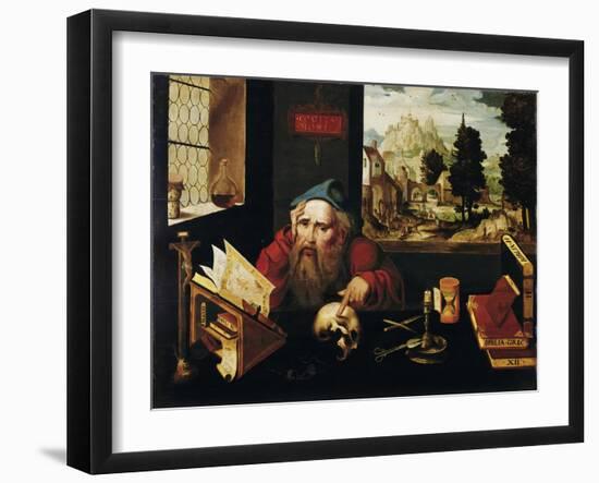 Saint Jerome in His Cell, 1520S-Joos Van Cleve-Framed Giclee Print