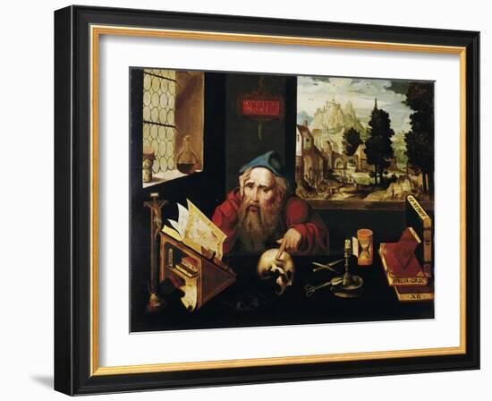 Saint Jerome in His Cell, 1520S-Joos Van Cleve-Framed Giclee Print