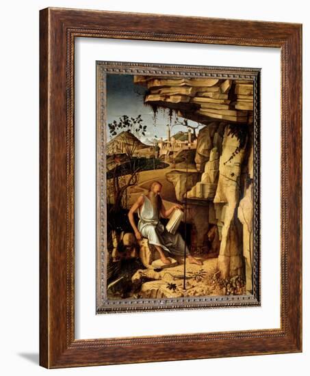 Saint Jerome in the Desert Painting by Giovanni Bellini Dit Il Giambellino (Ca. 1430-1516) 1479 Dim-Giovanni Bellini-Framed Giclee Print